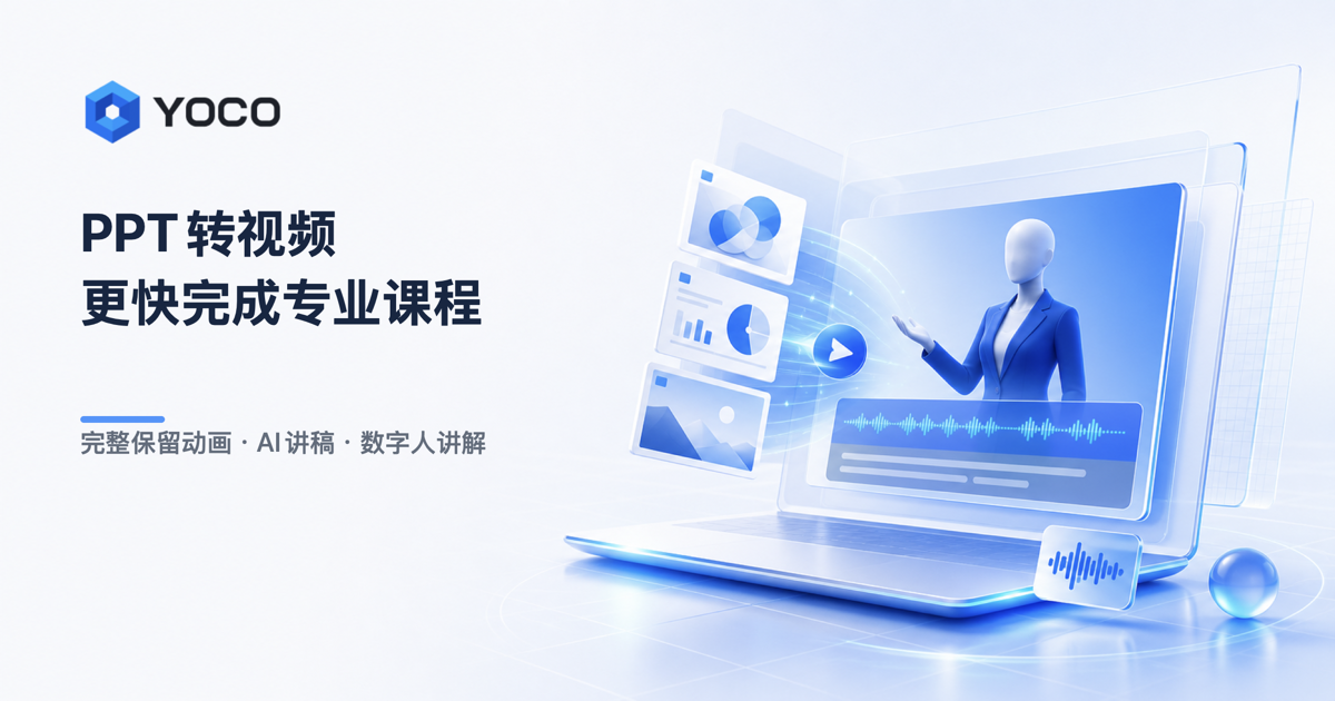 PPT转视频工具_数字人讲解视频制作_保留动画_YOCO官网 网站预览